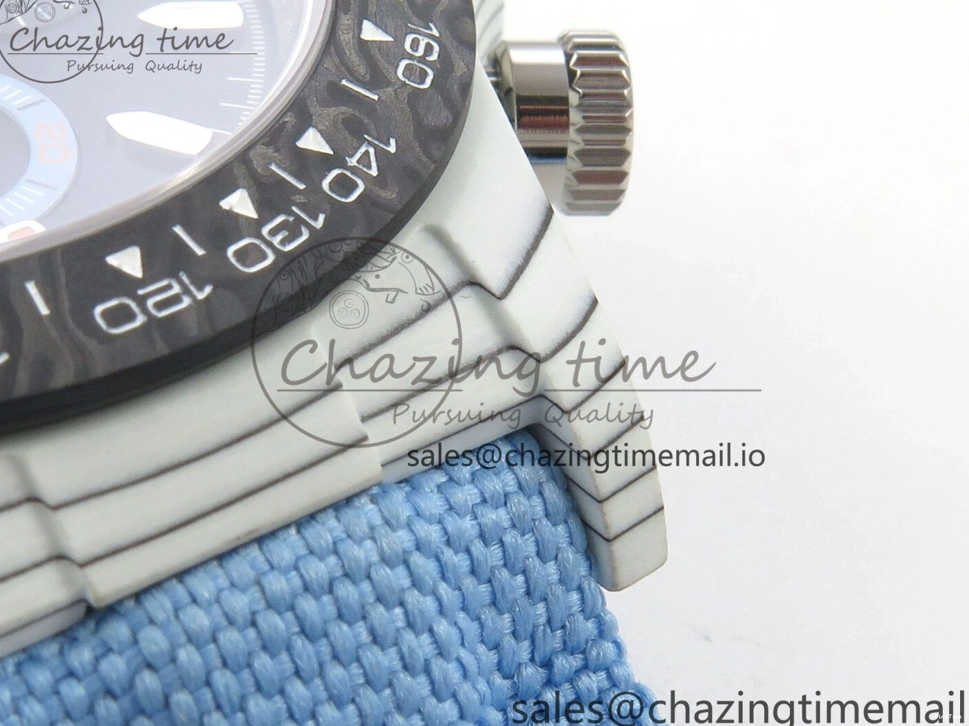 MiroTime 0403 Attractive Daytona DIW Carbon Case and Bezel DIWF Edition Black Dial on Blue Nylon Strap A 71